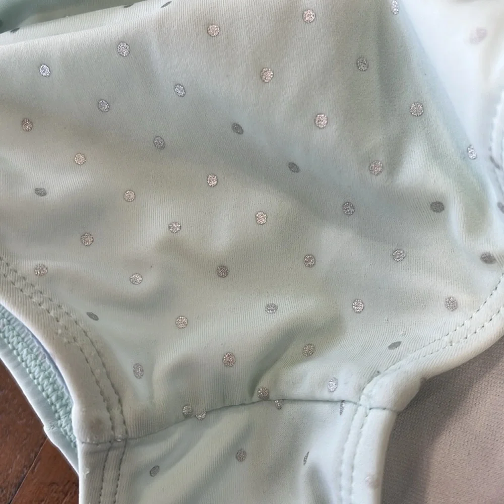 Janie and jack mint silver polka dot retro halter one piece swimsuit